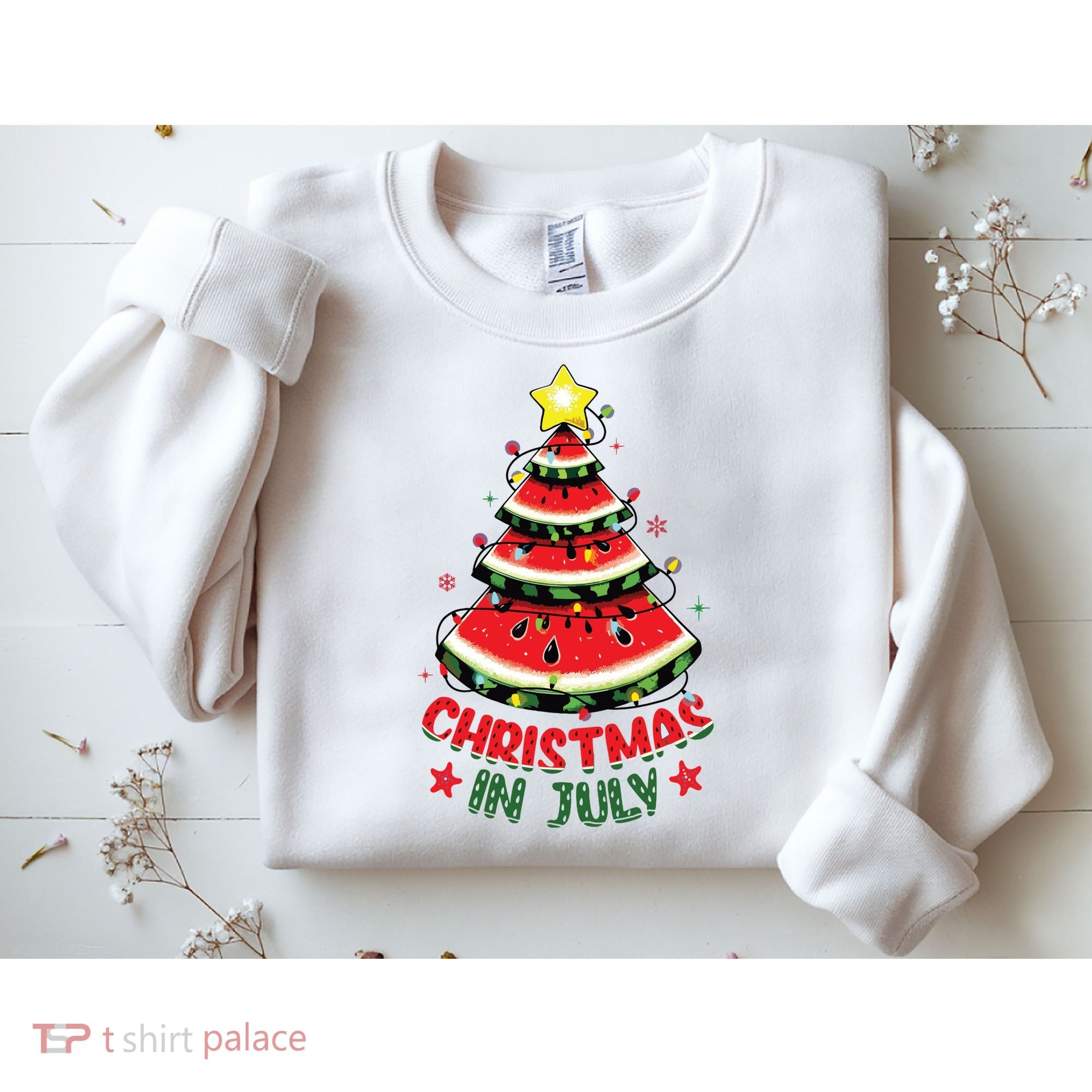Christmas In July Shirts Watermelon Xmas Tree Sweatshirt