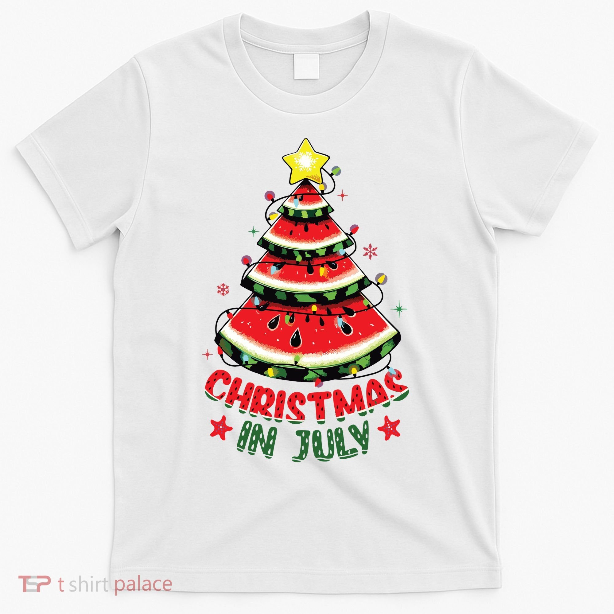 Christmas In July Shirts Watermelon Xmas Tree T-Shirt