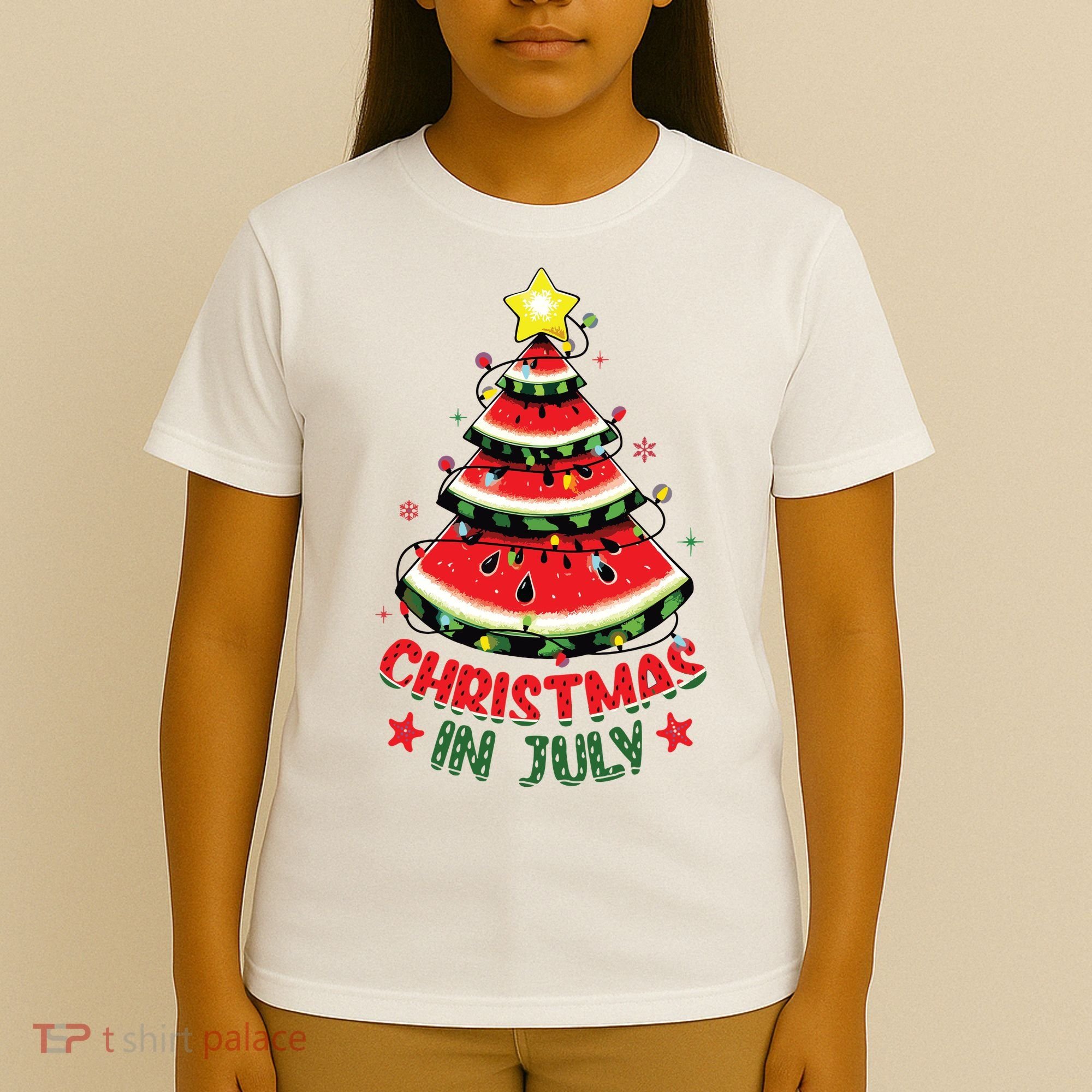 Christmas In July Shirts Watermelon Xmas Tree T-Shirt