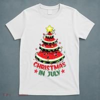 Christmas In July Shirts Watermelon Xmas Tree T-Shirt thumb 5