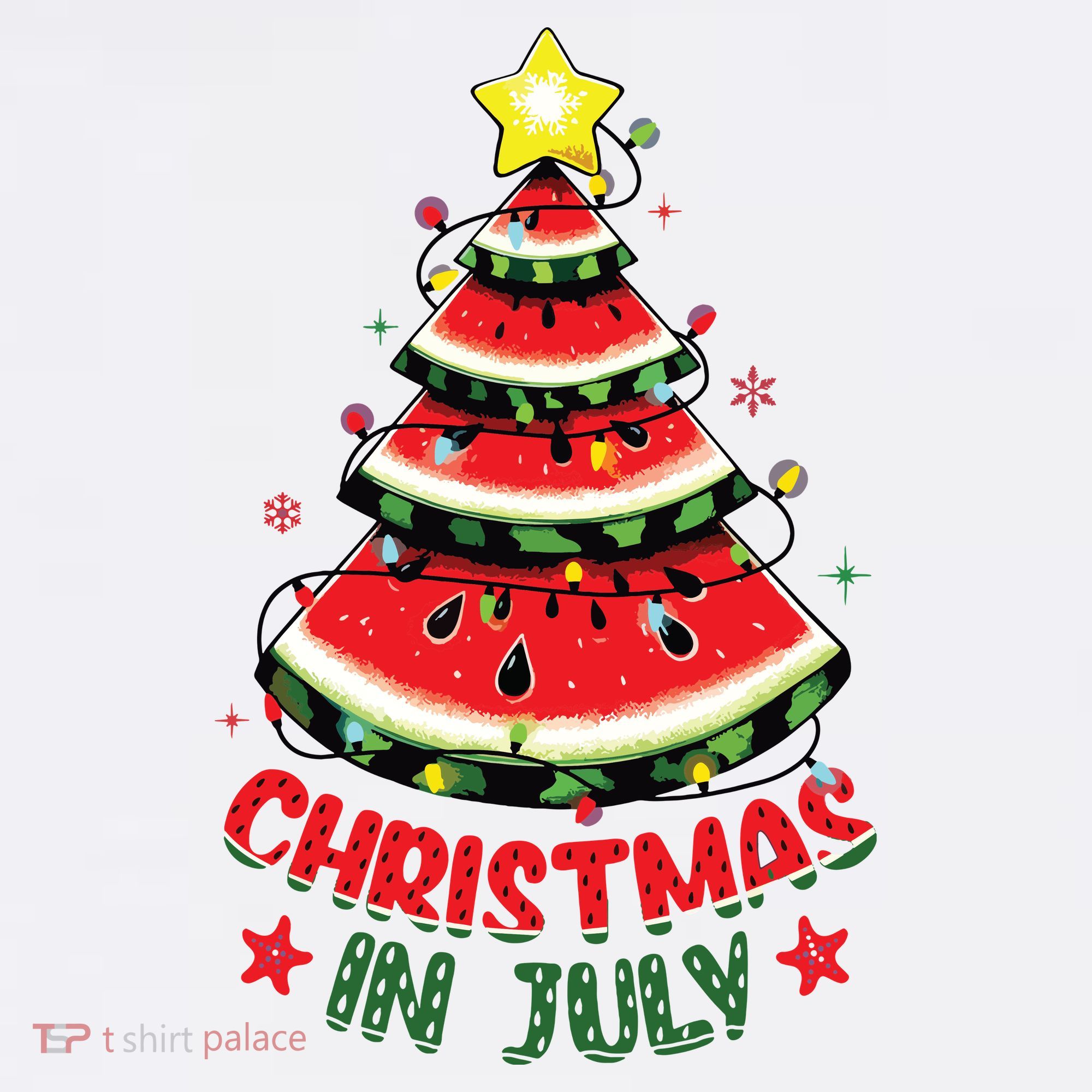 Christmas In July Shirts Watermelon Xmas Tree T-Shirt