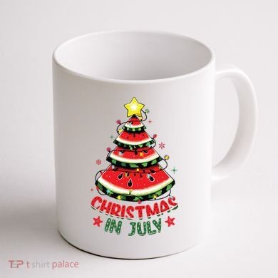 Christmas In July Shirts Watermelon Xmas Tree Coffee Mug back