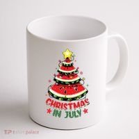 Christmas In July Shirts Watermelon Xmas Tree Coffee Mug thumb 1