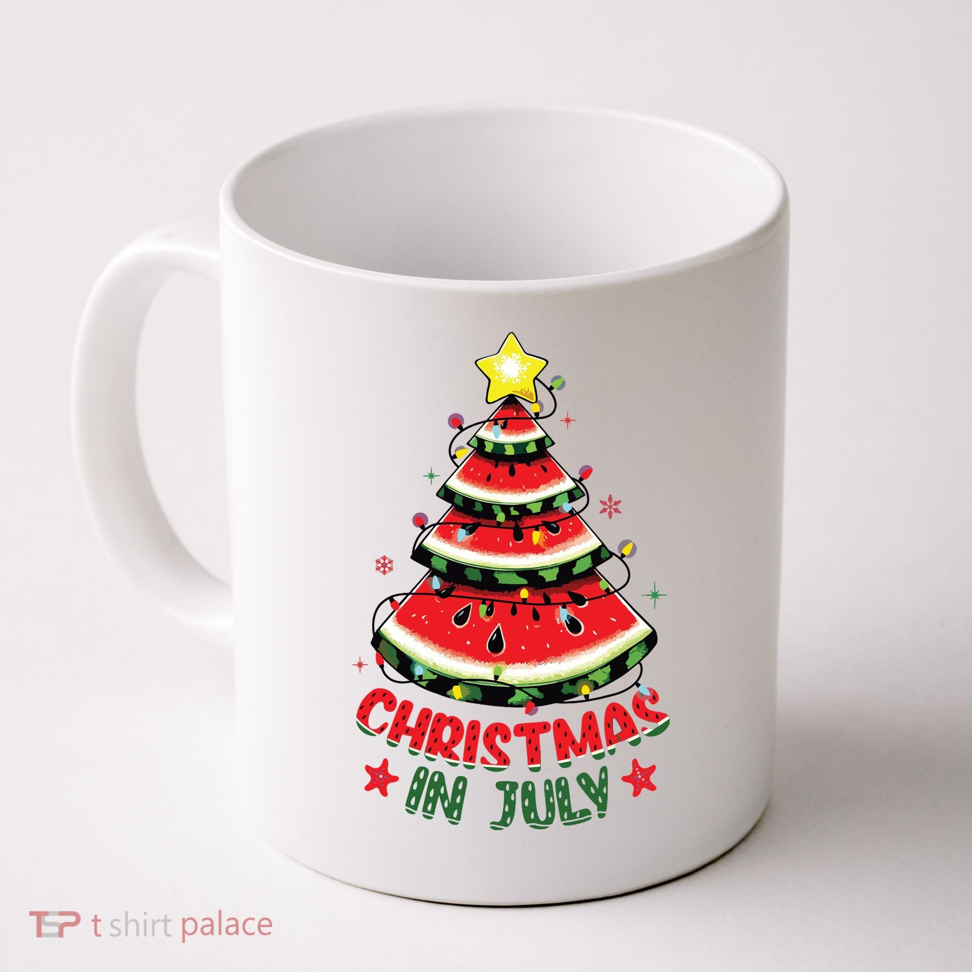 Christmas In July Shirts Watermelon Xmas Tree Coffee Mug