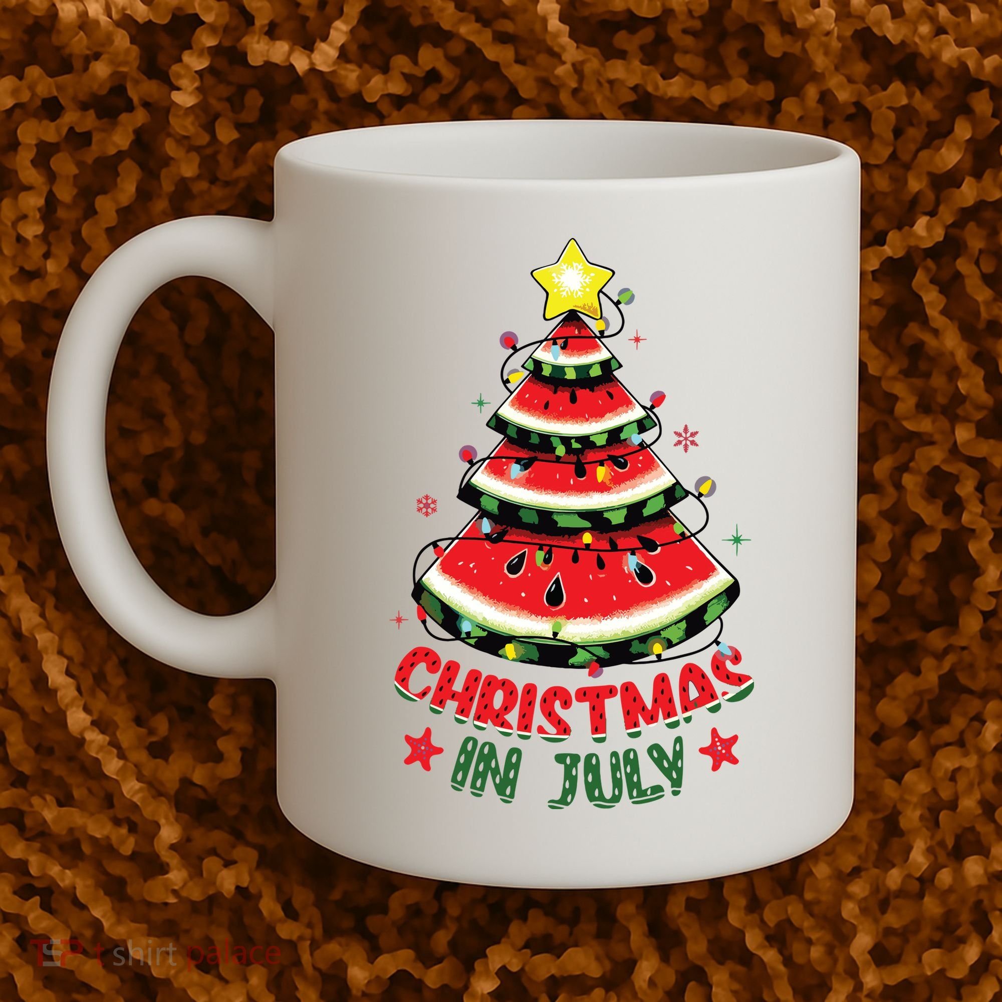 Christmas In July Shirts Watermelon Xmas Tree Coffee Mug