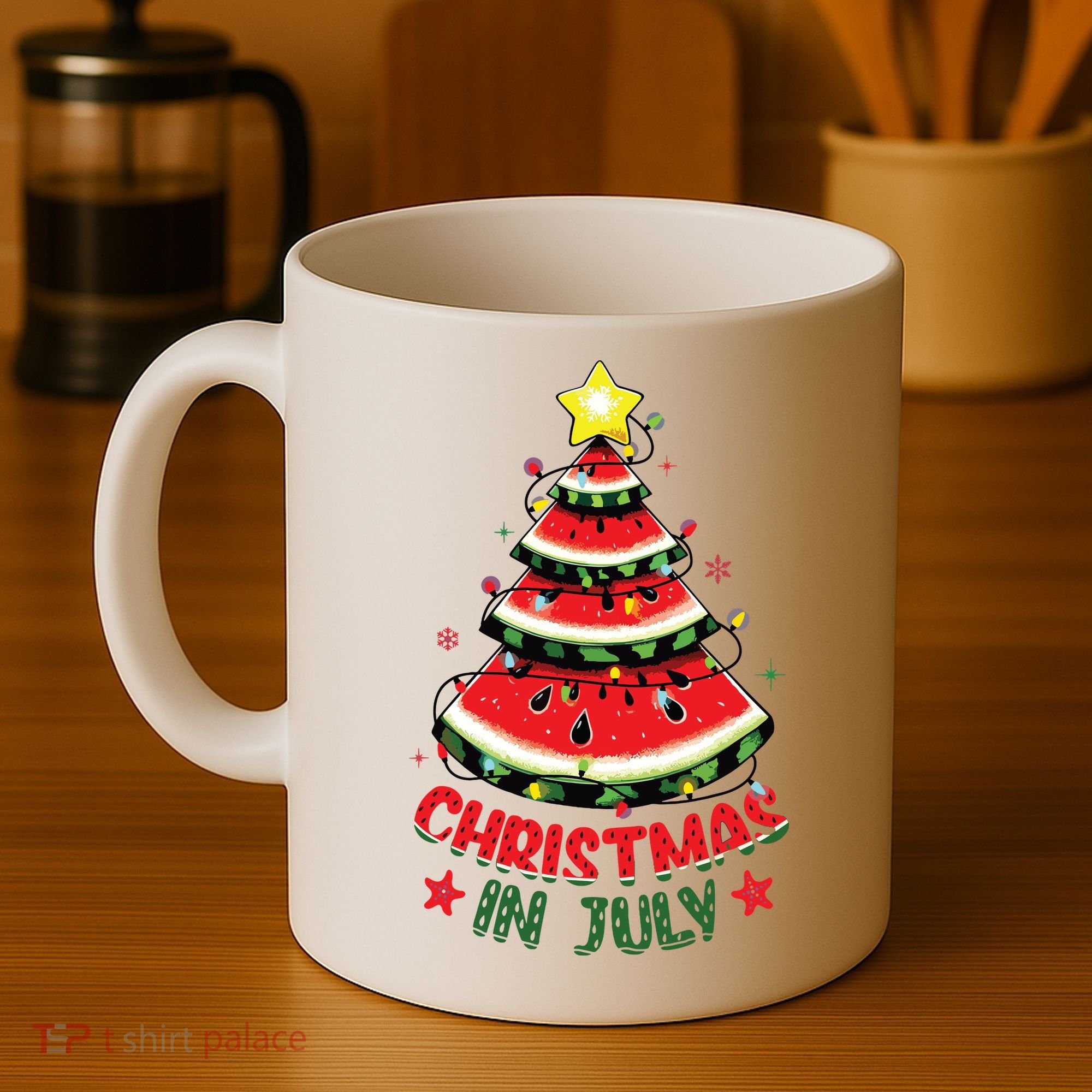 Christmas In July Shirts Watermelon Xmas Tree Coffee Mug