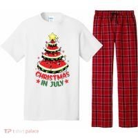 Christmas In July Shirts Watermelon Xmas Tree Pajama Set thumb 0