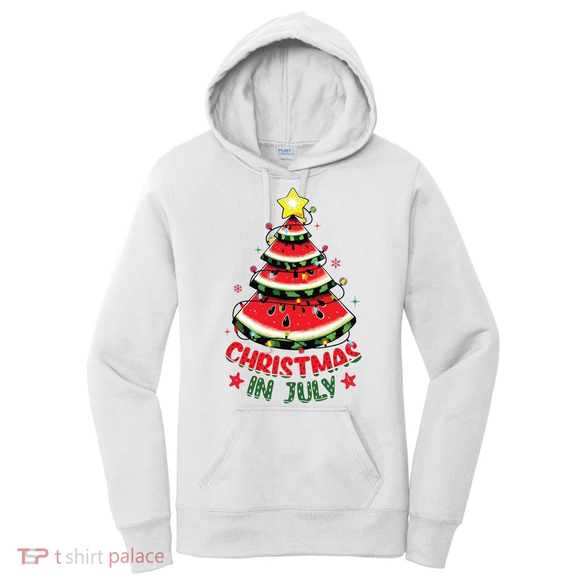 Christmas In July Shirts Watermelon Xmas Tree Women's Hoodie