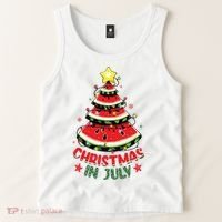 Christmas In July Shirts Watermelon Xmas Tree Tank Top thumb 2