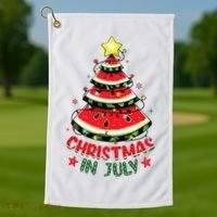 Christmas In July Shirts Watermelon Xmas Tree Golf Towel thumb 1