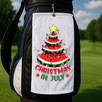 Christmas In July Shirts Watermelon Xmas Tree Golf Towel thumb 2