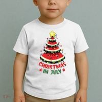Christmas In July Shirts Watermelon Xmas Tree Toddler T-Shirt thumb 2