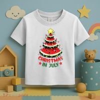 Christmas In July Shirts Watermelon Xmas Tree Toddler T-Shirt thumb 3
