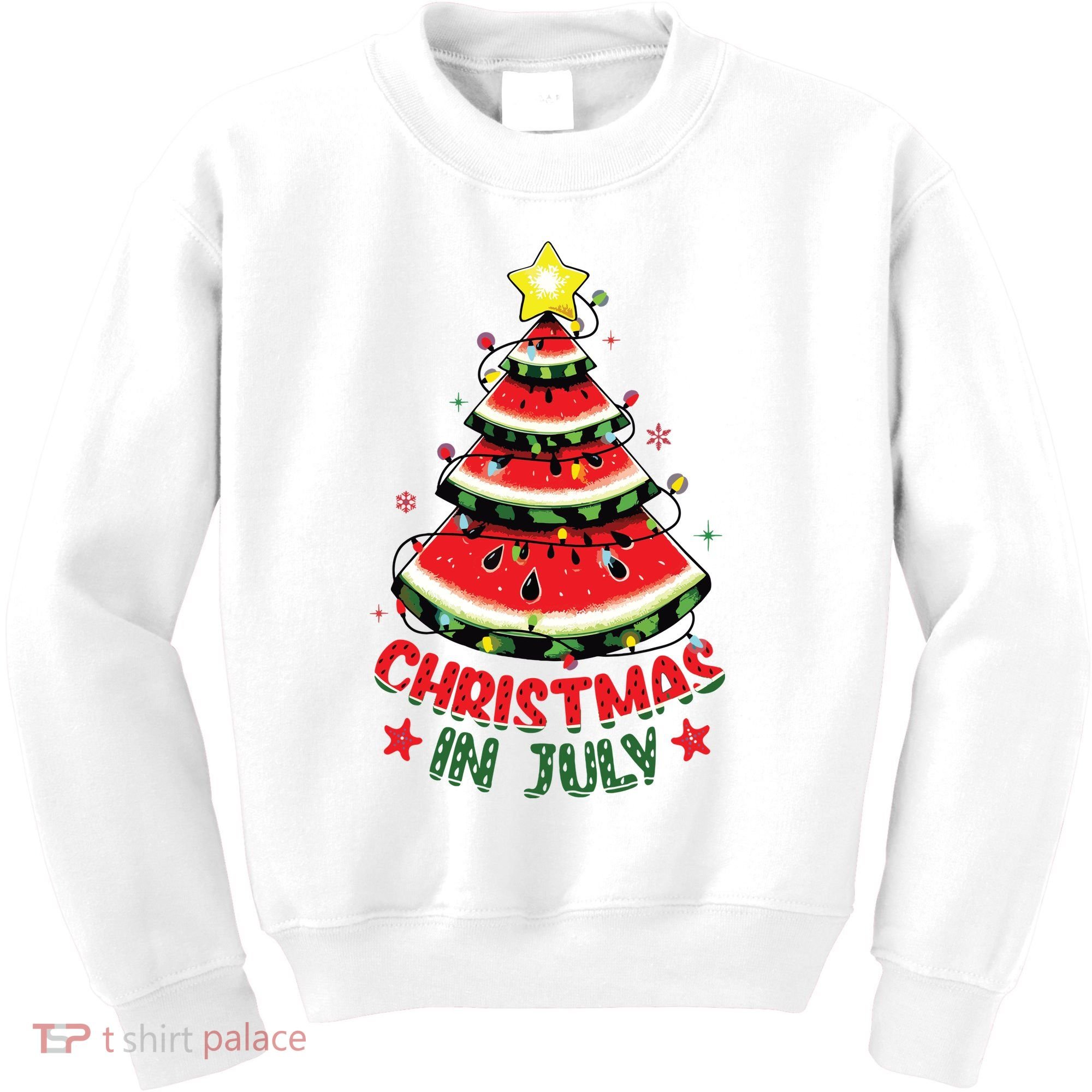 Christmas In July Shirts Watermelon Xmas Tree Kids Sweatshirt