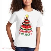 Christmas In July Shirts Watermelon Xmas Tree Kids T-Shirt thumb 2