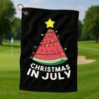 Christmas In July Summer Watermelon Xmas Tree Golf Towel thumb 1