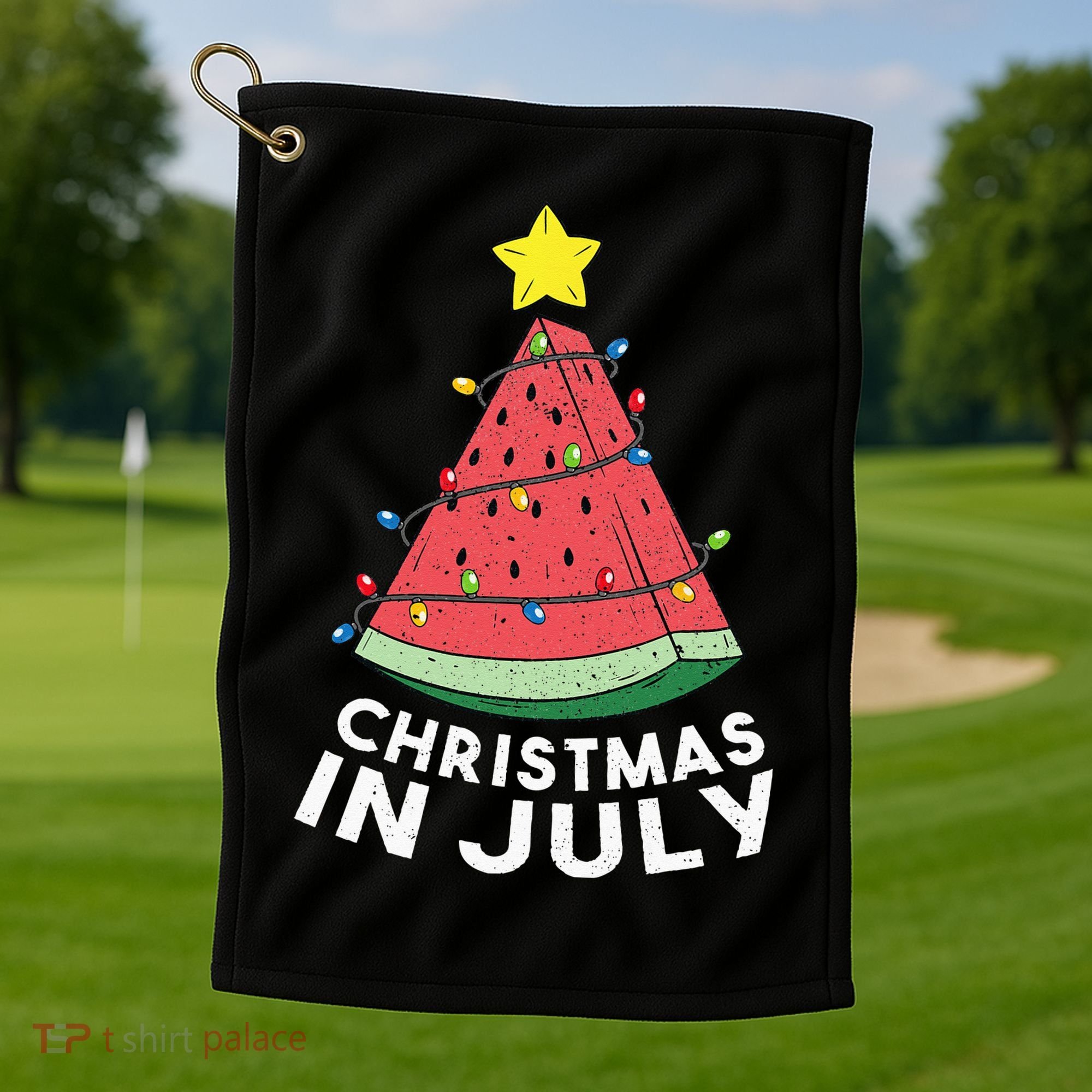 Christmas In July Summer Watermelon Xmas Tree Golf Towel