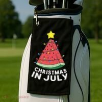 Christmas In July Summer Watermelon Xmas Tree Golf Towel thumb 2