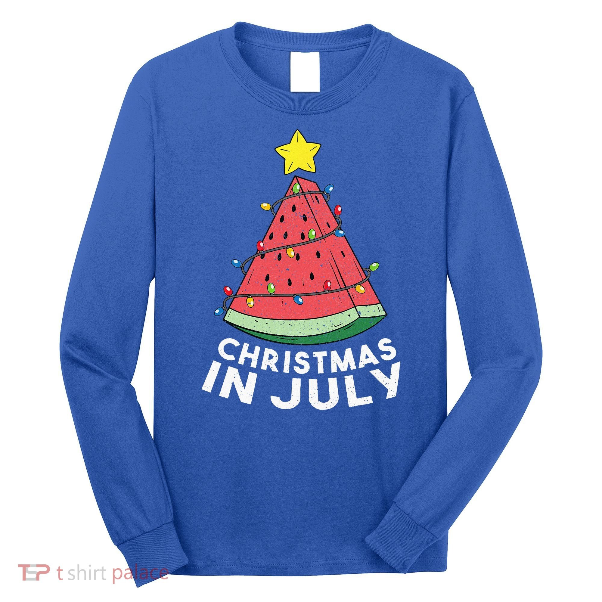 Christmas In July Summer Watermelon Xmas Tree Long Sleeve Shirt