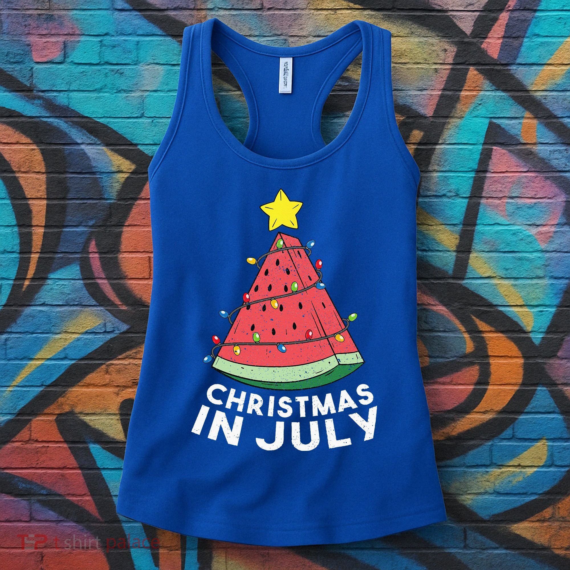Christmas In July Summer Watermelon Xmas Tree Women's Tank Top