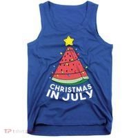 Christmas In July Summer Watermelon Xmas Tree Tank Top thumb 0