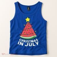 Christmas In July Summer Watermelon Xmas Tree Tank Top thumb 2