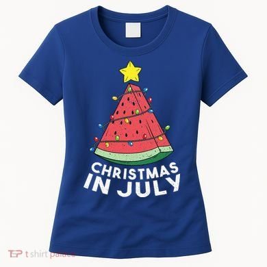 Christmas In July Summer Watermelon Xmas Tree Women's T-Shirt