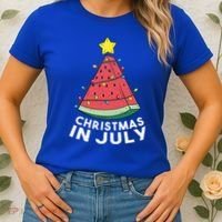 Christmas In July Summer Watermelon Xmas Tree Women's T-Shirt thumb 2