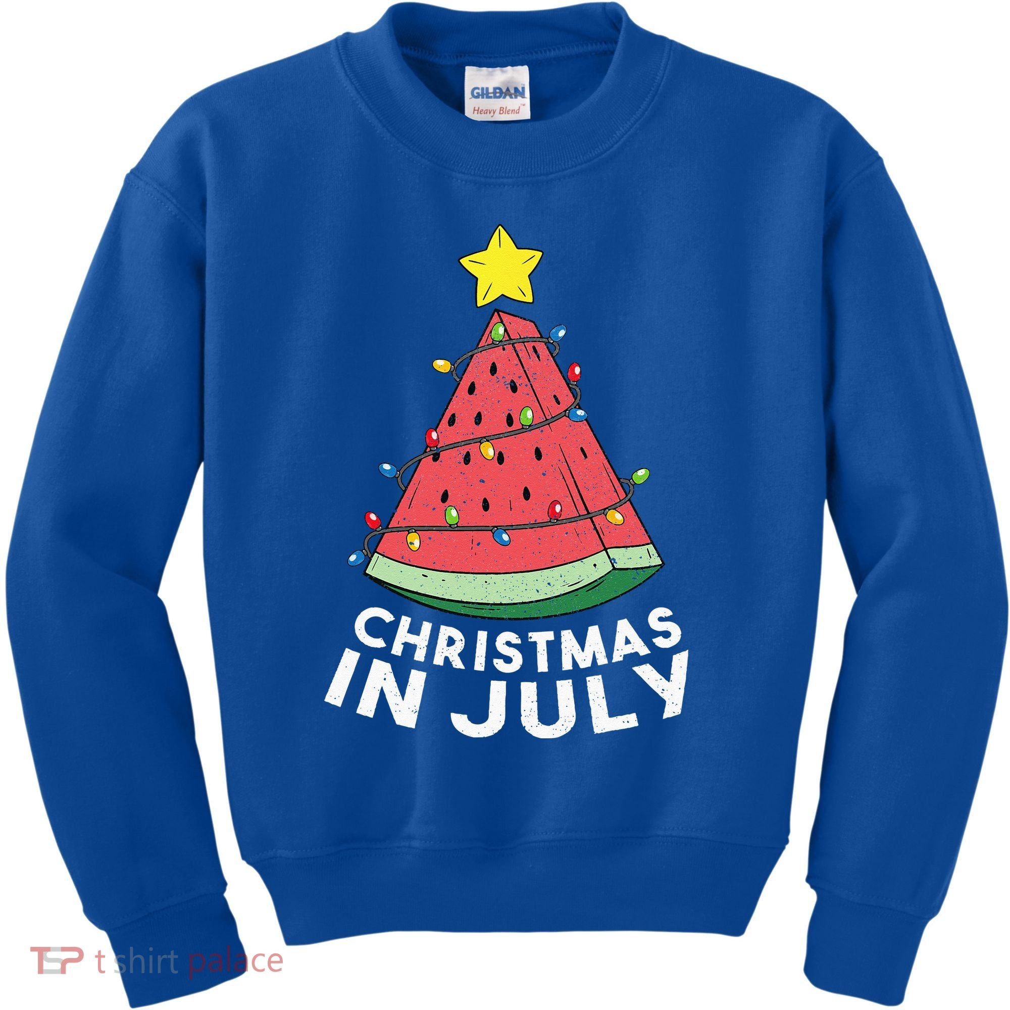 Christmas In July Summer Watermelon Xmas Tree Kids Sweatshirt