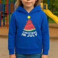 Christmas In July Summer Watermelon Xmas Tree Kids Hoodie thumb 3