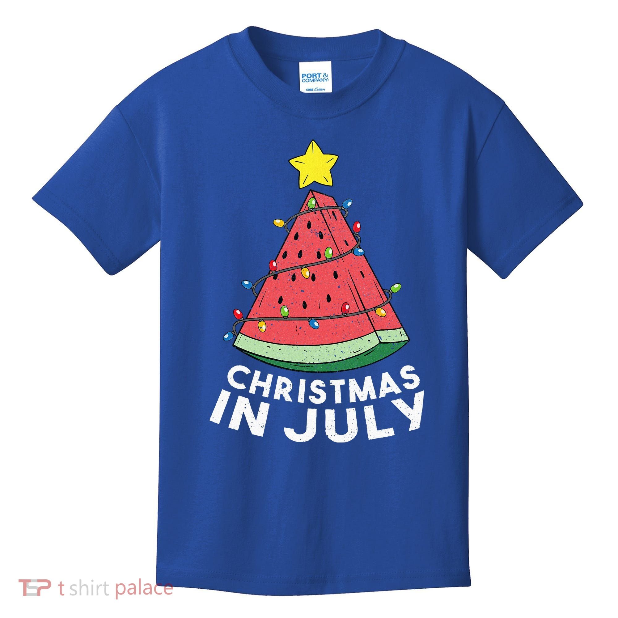 Christmas In July Summer Watermelon Xmas Tree Kids T-Shirt