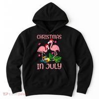 Christmas In July Flamingo Wearing Santa Hat Hoodie thumb 0