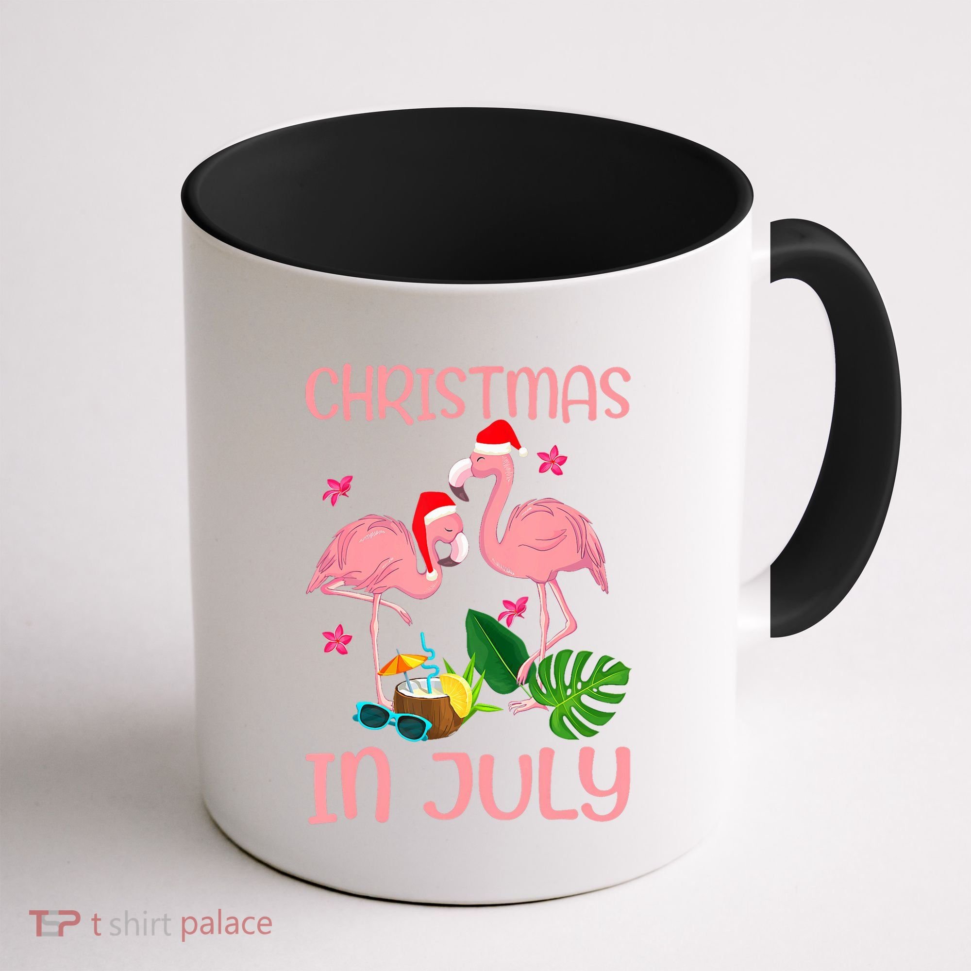 Christmas In July Flamingo Wearing Santa Hat Coffee Mug