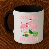 Christmas In July Flamingo Wearing Santa Hat Coffee Mug thumb 2