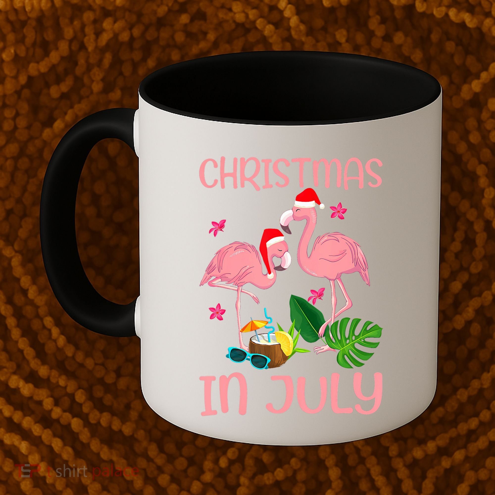 Christmas In July Flamingo Wearing Santa Hat Coffee Mug