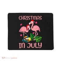 Christmas In July Flamingo Wearing Santa Hat Mousepad thumb 0
