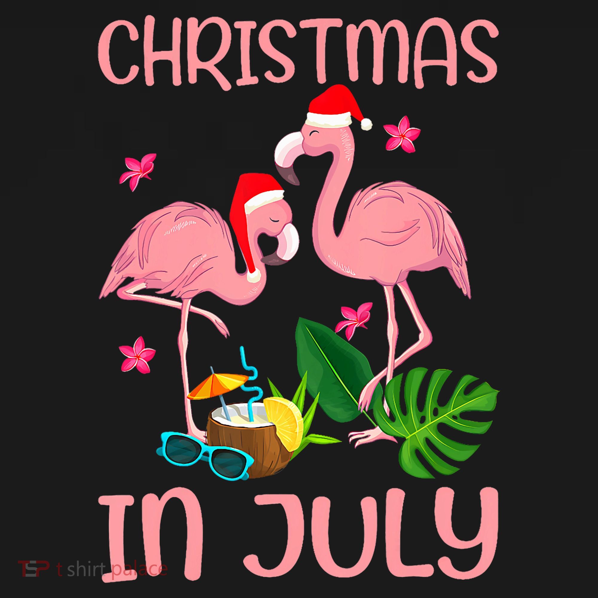 Christmas In July Flamingo Wearing Santa Hat Mousepad