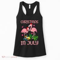 Christmas In July Flamingo Wearing Santa Hat Women's Tank Top thumb 0