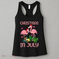 Christmas In July Flamingo Wearing Santa Hat Women's Tank Top thumb 3