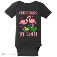 Christmas In July Flamingo Wearing Santa Hat Baby Bodysuit thumb 0