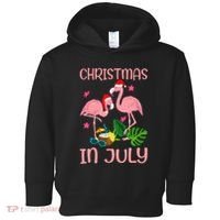 Christmas In July Flamingo Wearing Santa Hat Toddler Hoodie thumb 0