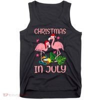 Christmas In July Flamingo Wearing Santa Hat Tank Top thumb 0