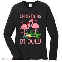 Christmas In July Flamingo Wearing Santa Hat Women's Long Sleeve Shirt thumb 0