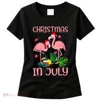 Christmas In July Flamingo Wearing Santa Hat Women's T-Shirt thumb 0