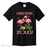 Christmas In July Flamingo Wearing Santa Hat Kids T-Shirt thumb 0