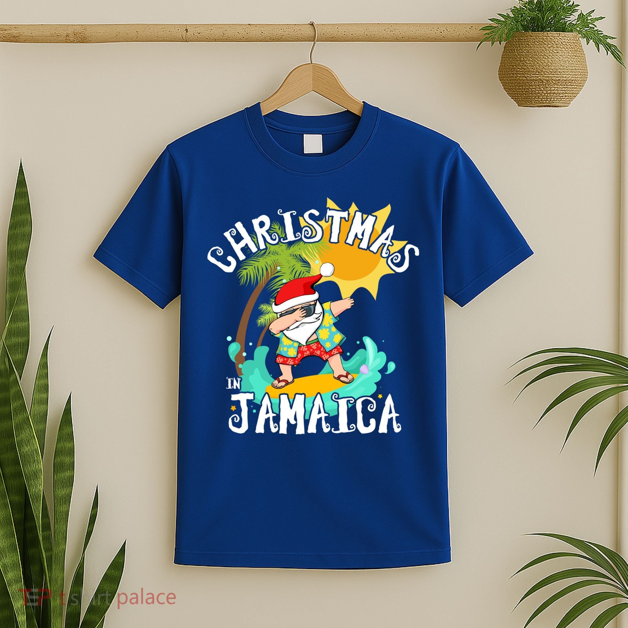 Christmas In Jamaica Dabbing Santa Family Vacation Gift T-Shirt