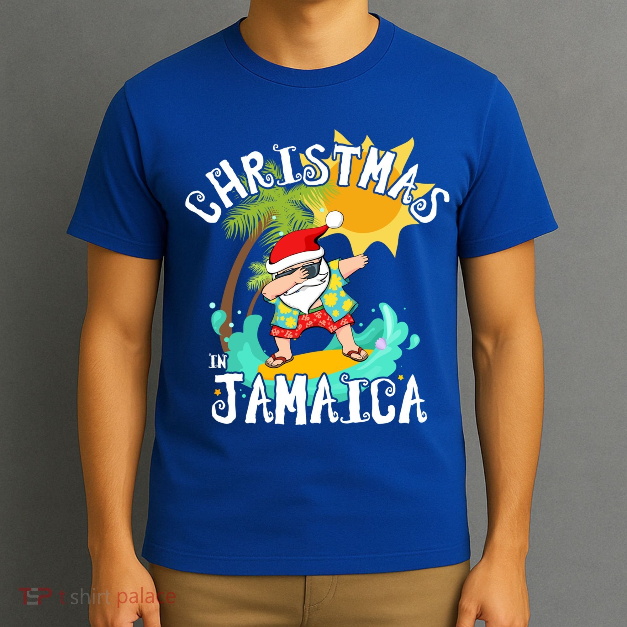 Christmas In Jamaica Dabbing Santa Family Vacation Gift T-Shirt