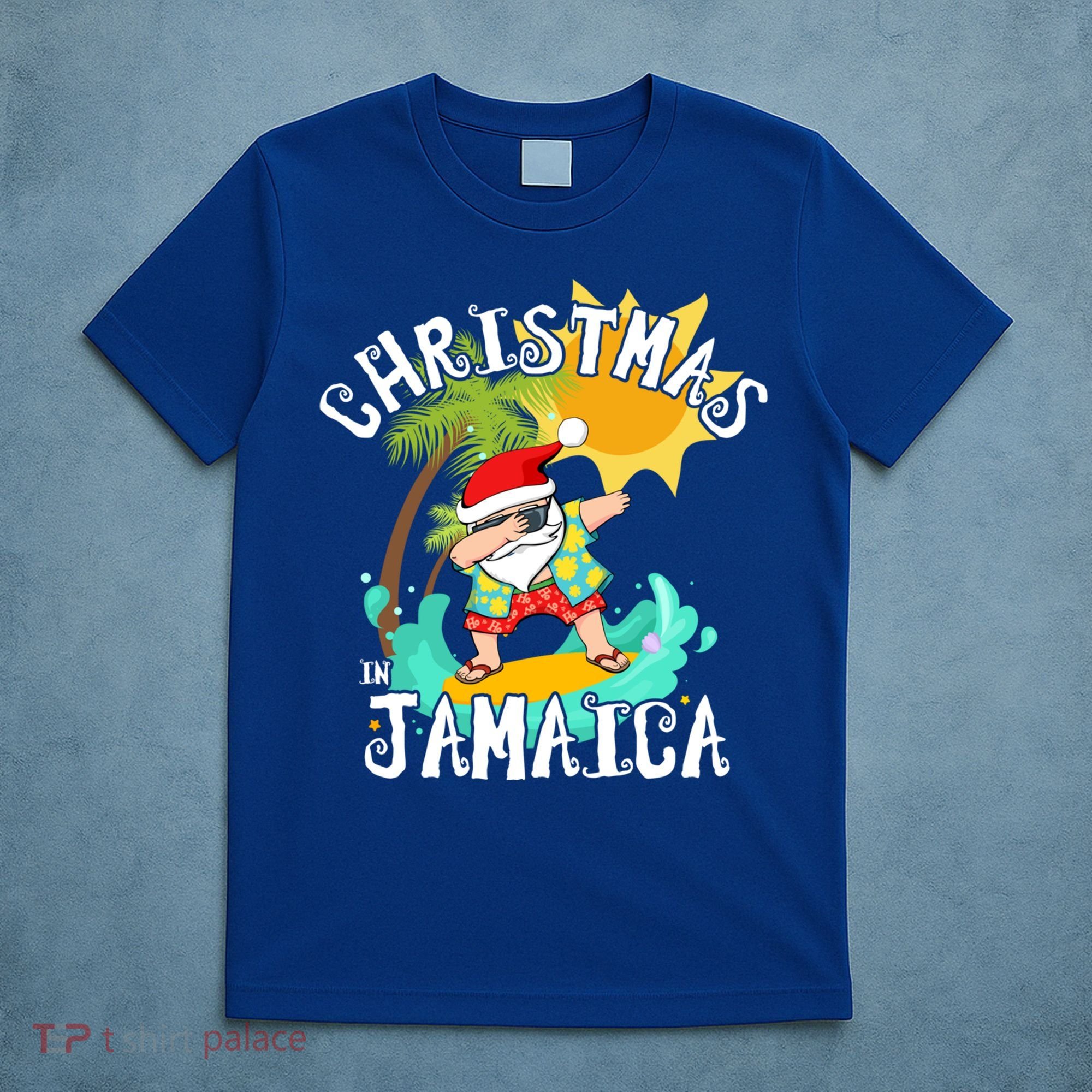 Christmas In Jamaica Dabbing Santa Family Vacation Gift T-Shirt
