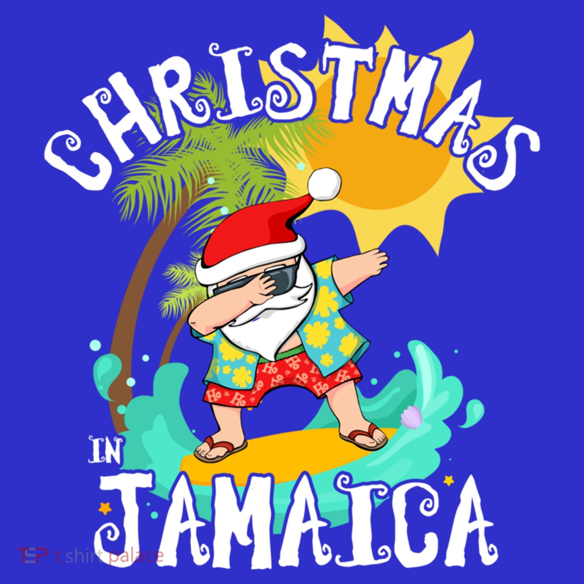 Christmas In Jamaica Dabbing Santa Family Vacation Gift T-Shirt