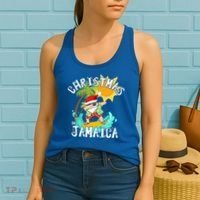 Christmas In Jamaica Dabbing Santa Family Vacation Gift Women's Tank Top thumb 2